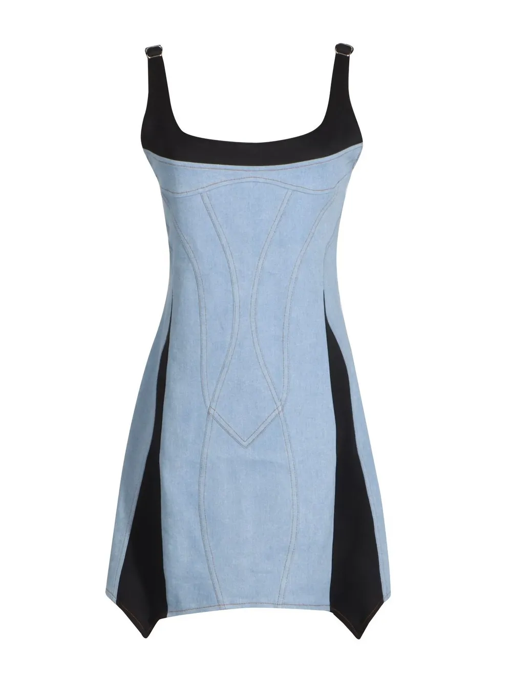 Contrast Adjustable Strap Denim Dress, image 3