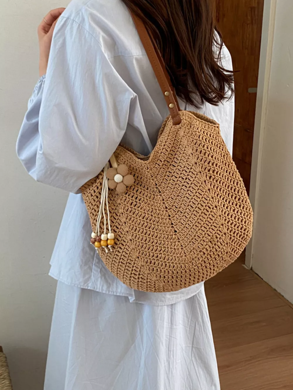 Crochet Knit Shoulder Bag, image 4