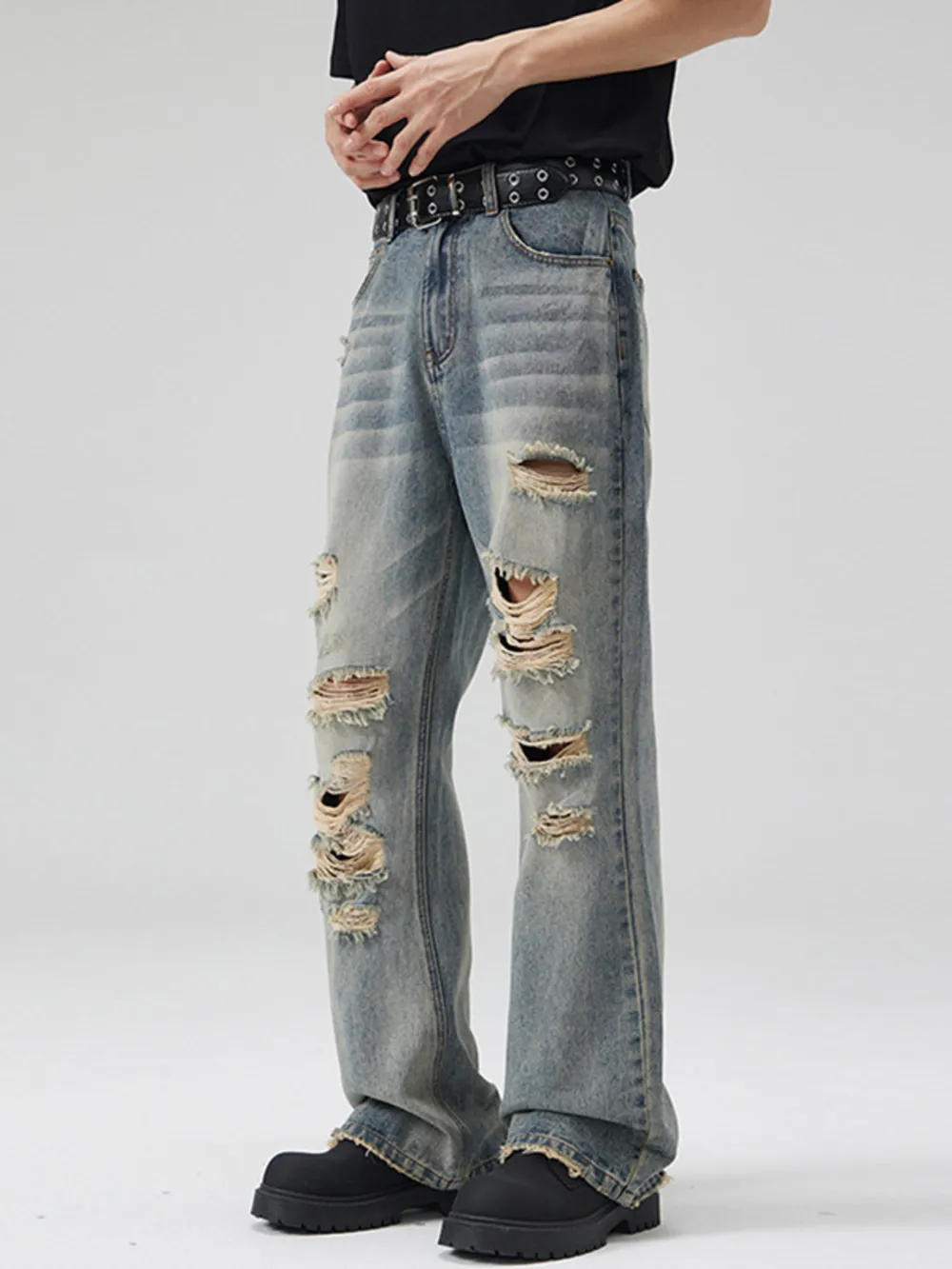 Men's Full Size Distressed Wide Leg Jeans Plus Size, image 2