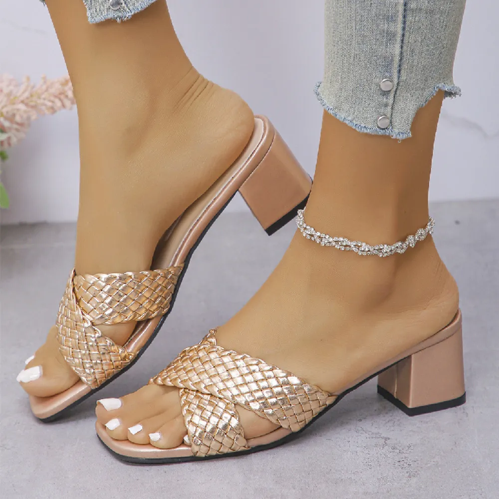Crisscross Block Heels Sandals, image 8