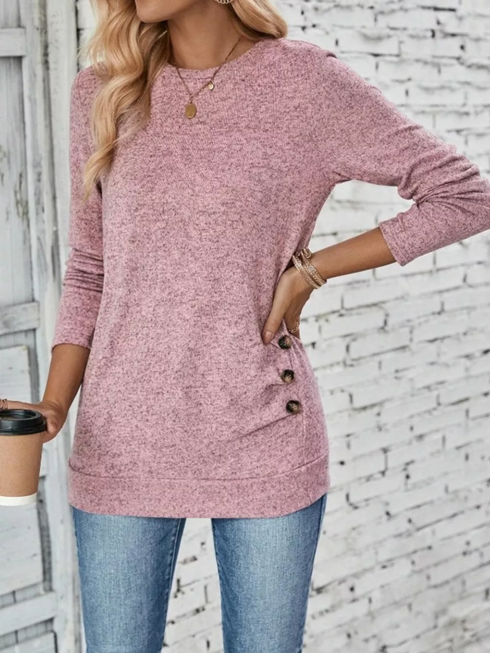 Casual Decor Button Long Sleeve T-Shirt, image 21