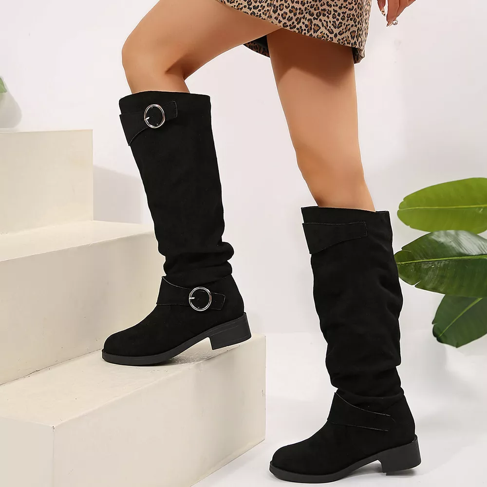 Buckle Accent Slouch Boots, image 2
