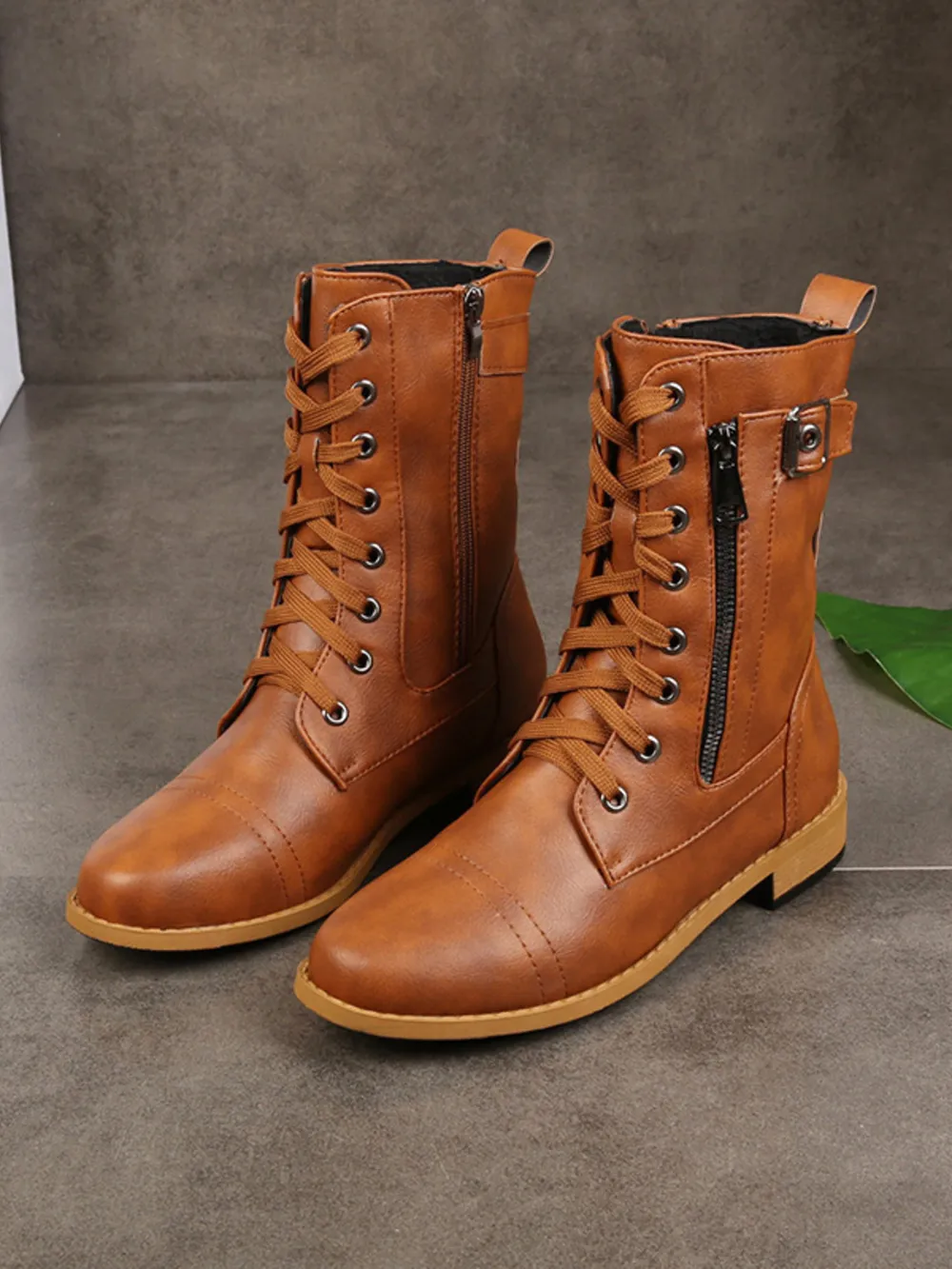 Lace-Up Buckle Detail Boots, image 4
