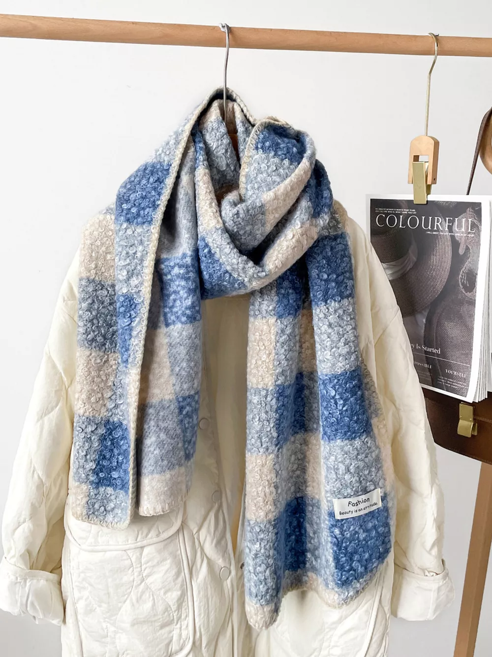 Cozy Plaid Knitted Scarf, image 3