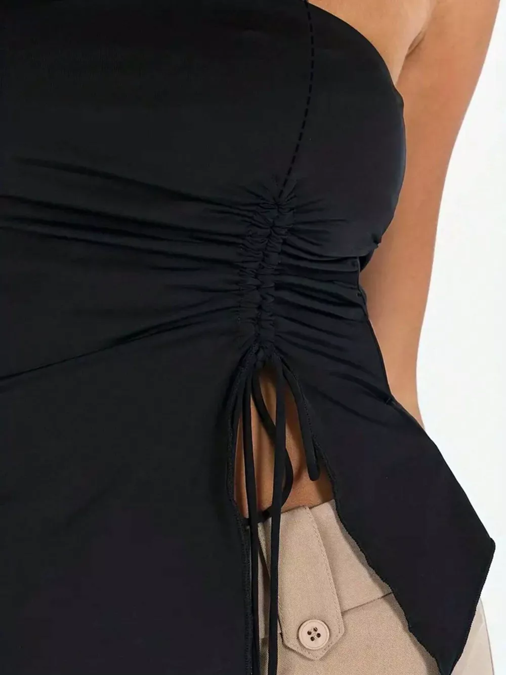 Strapless Ruched Drawstring Cami Top, image 6