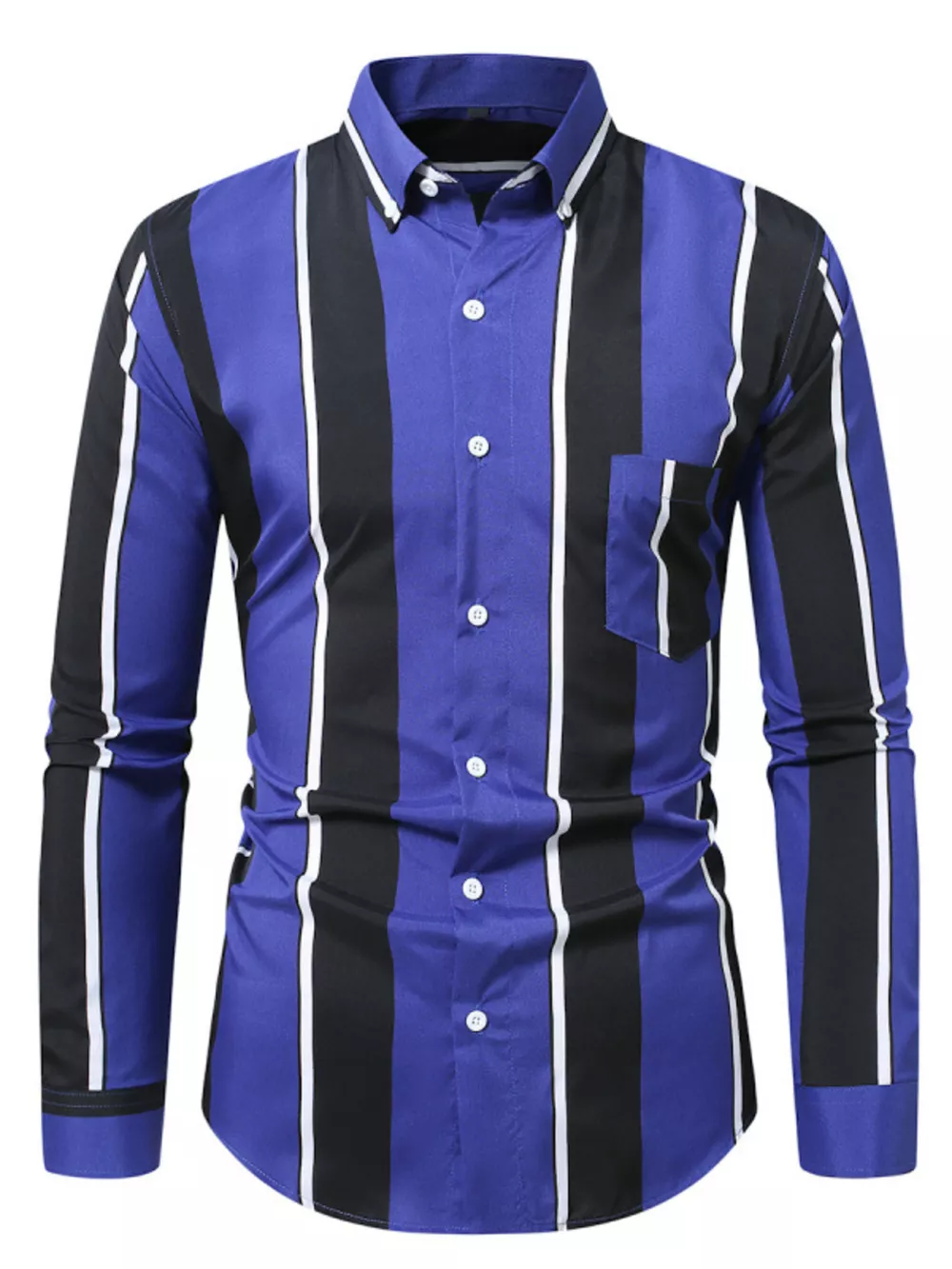 Men's Plus Size Slim Fit Striped Button Up Shirt, image 4