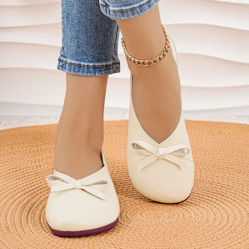 Bow Round Toe Flats Slip-Ons, image 13