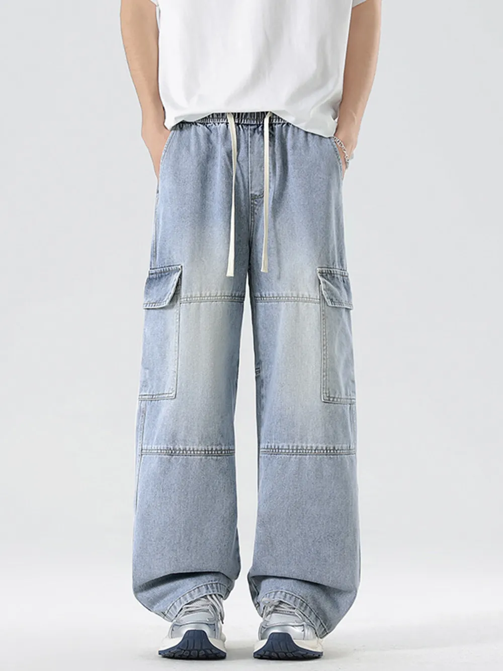 Men's Full Size Vintage Wash Wide Leg Jeans Plus Size, image 11