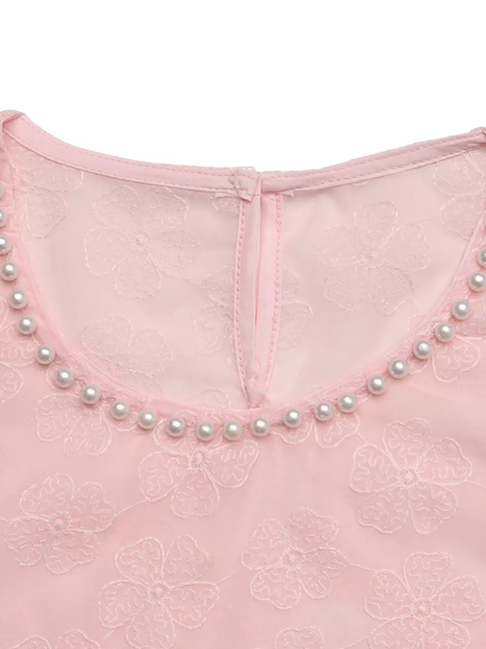 Floral Embroidered Pearl Trim Blouse, image 7