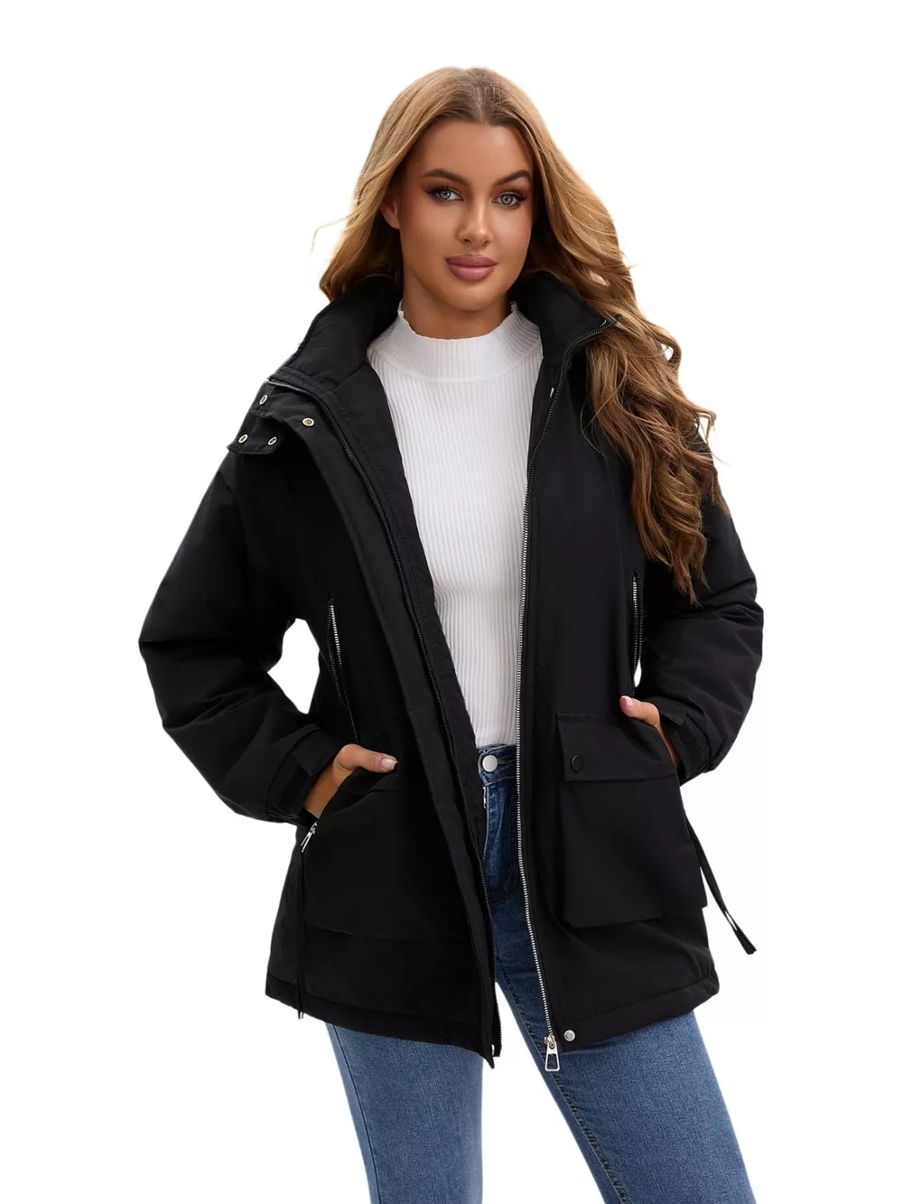 Full Size Zip Up Hooded Parka Outerwear Plus Size, image 10