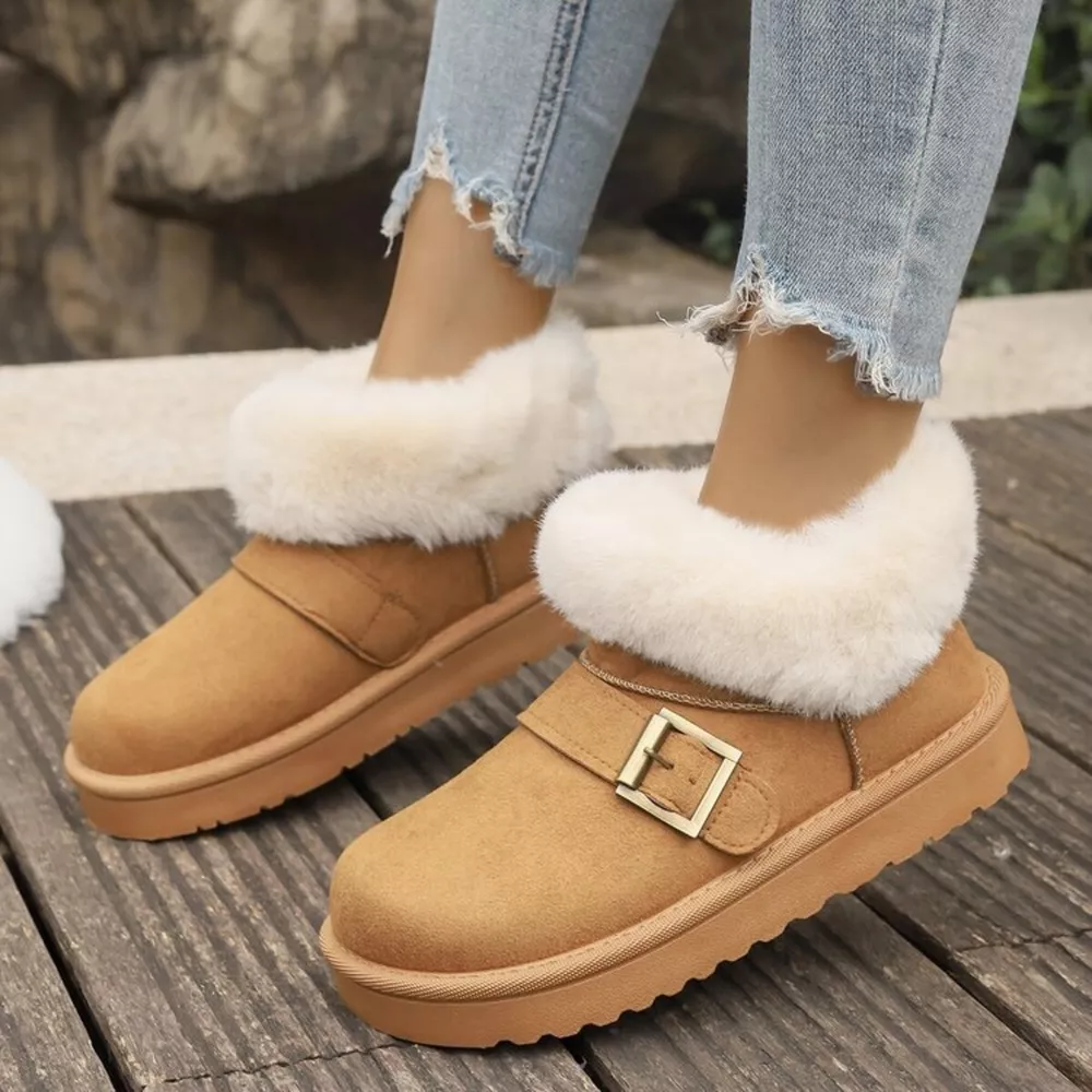 Fuzzy Trim Buckle Accent Winter Boots, image 17