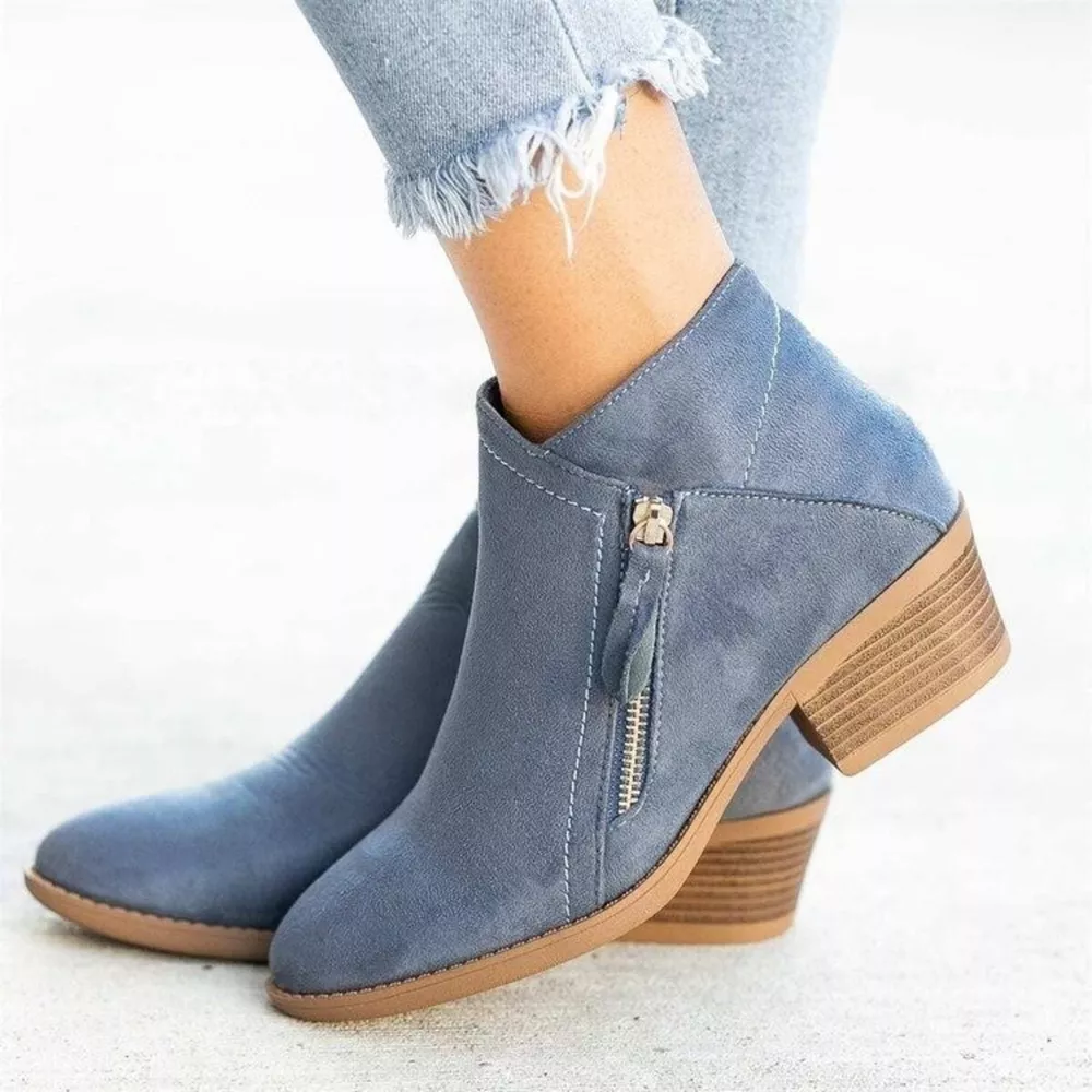 Round Toe Block Heels Boots, image 7