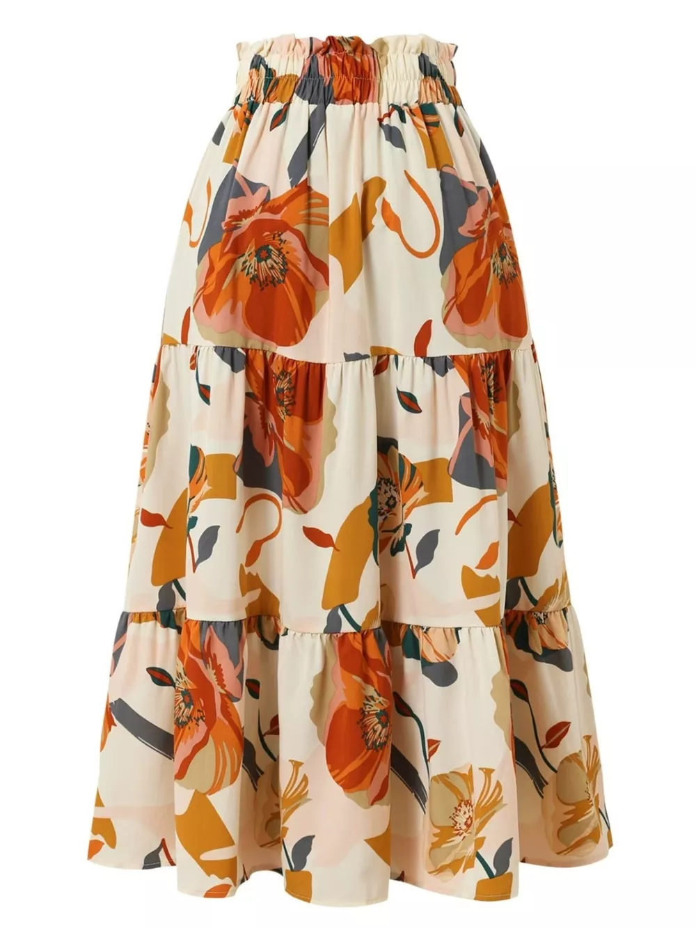 Full Size Floral Print Tiered Skirt Plus Size, image 5