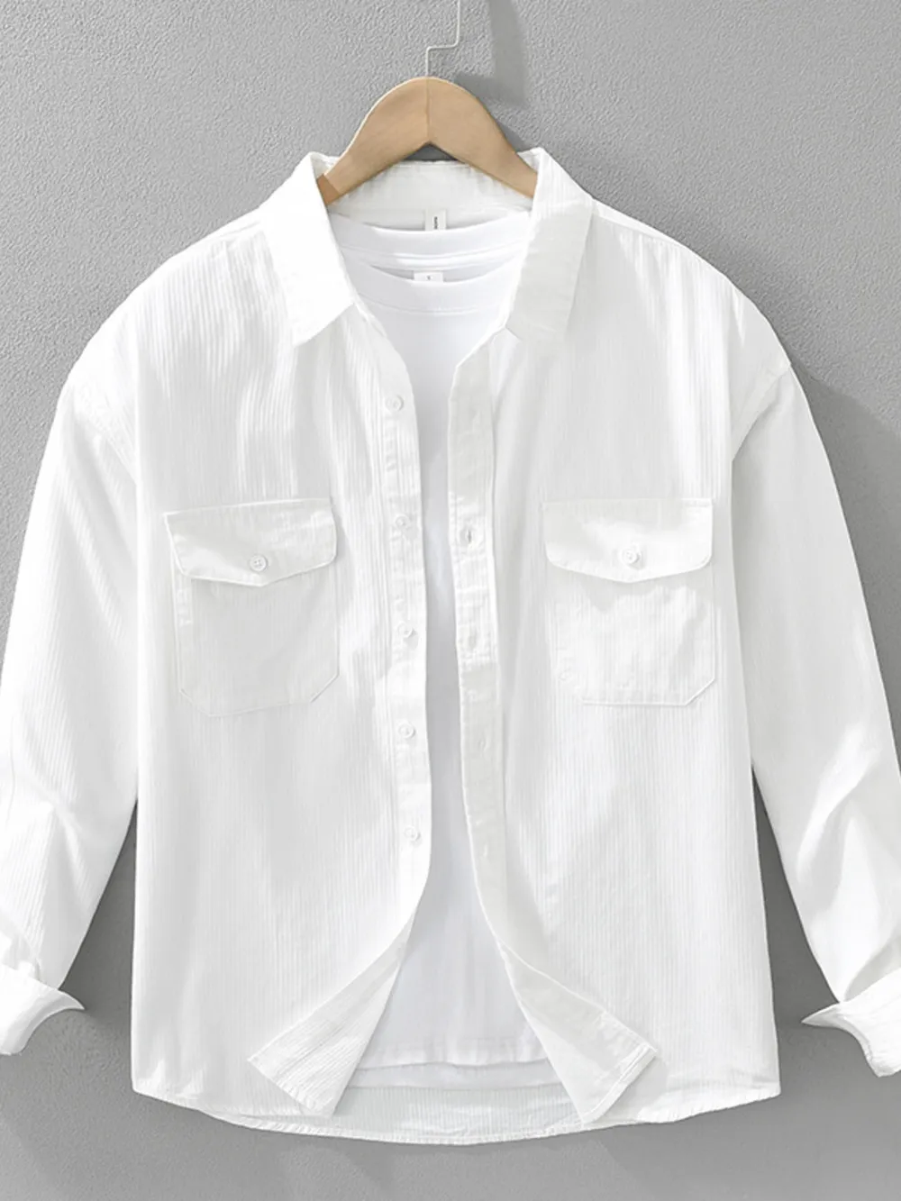 Men's Plus Size Button Up Long Sleeve Shirt, image 4