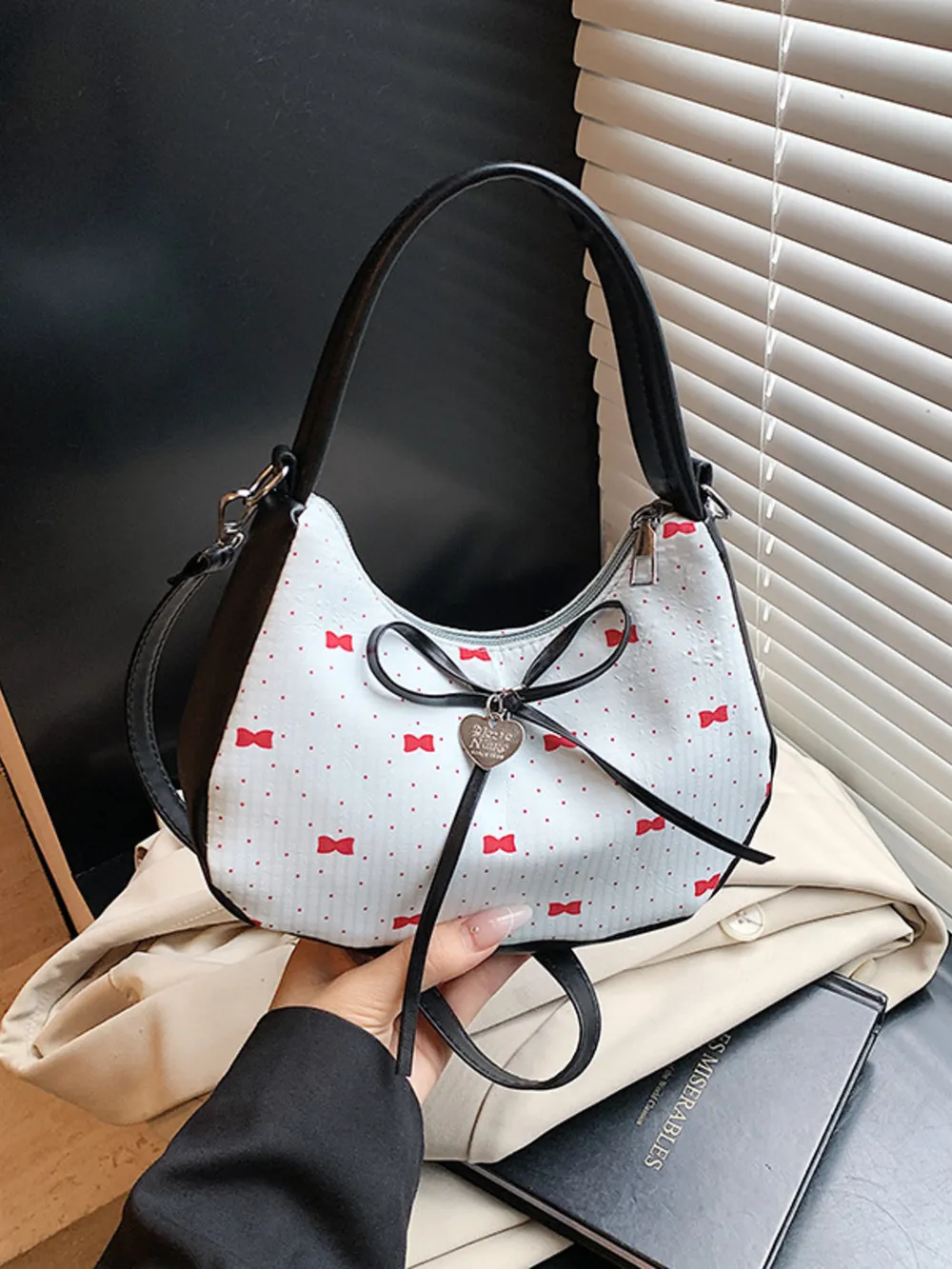 Printed Bow Shoulder Bag, image 8