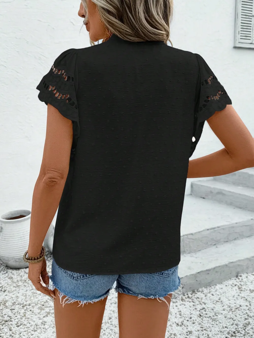 Swiss Dot Cutout Button Down Shirt, image 19