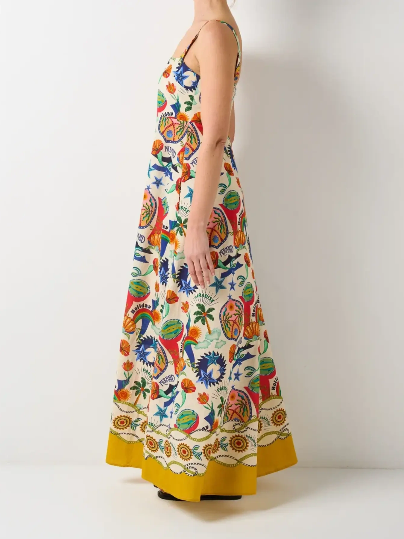 Printed Square Neck Maxi Cami Dress, image 2
