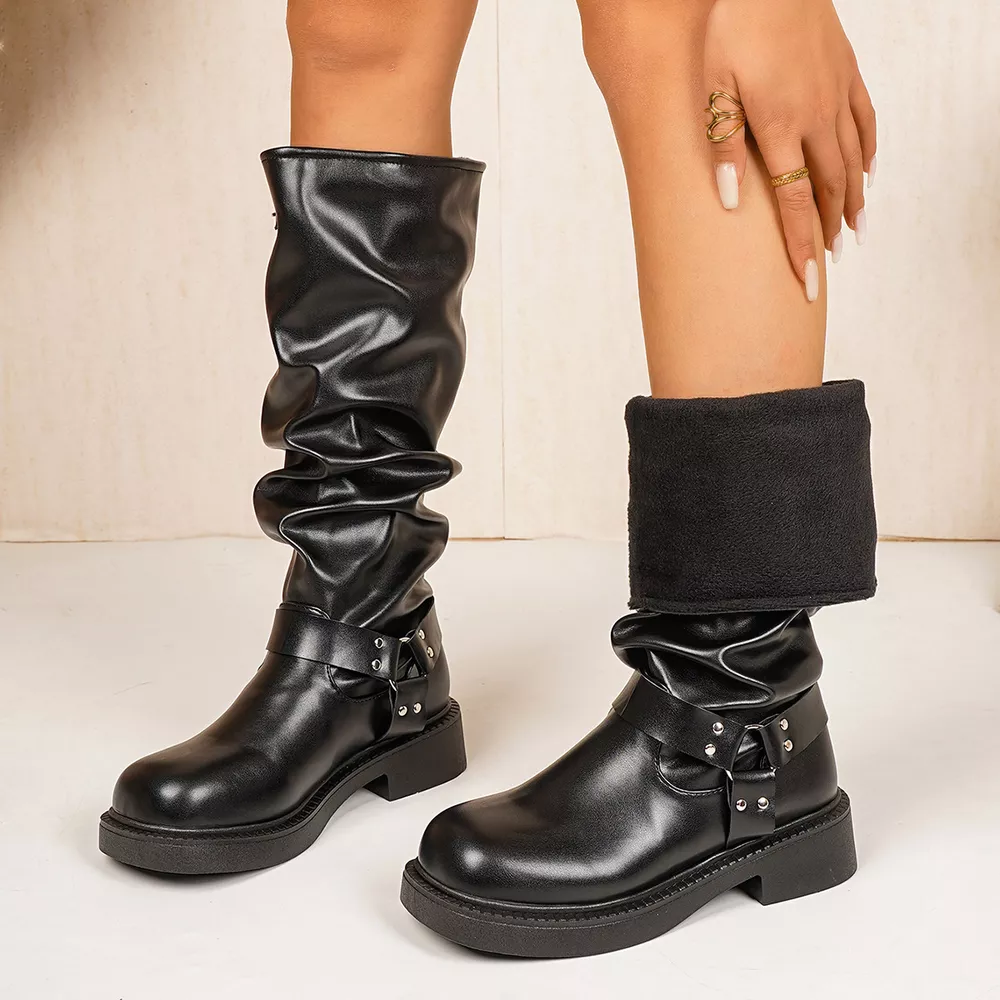 Round Toe Block Heels Boots, image 6