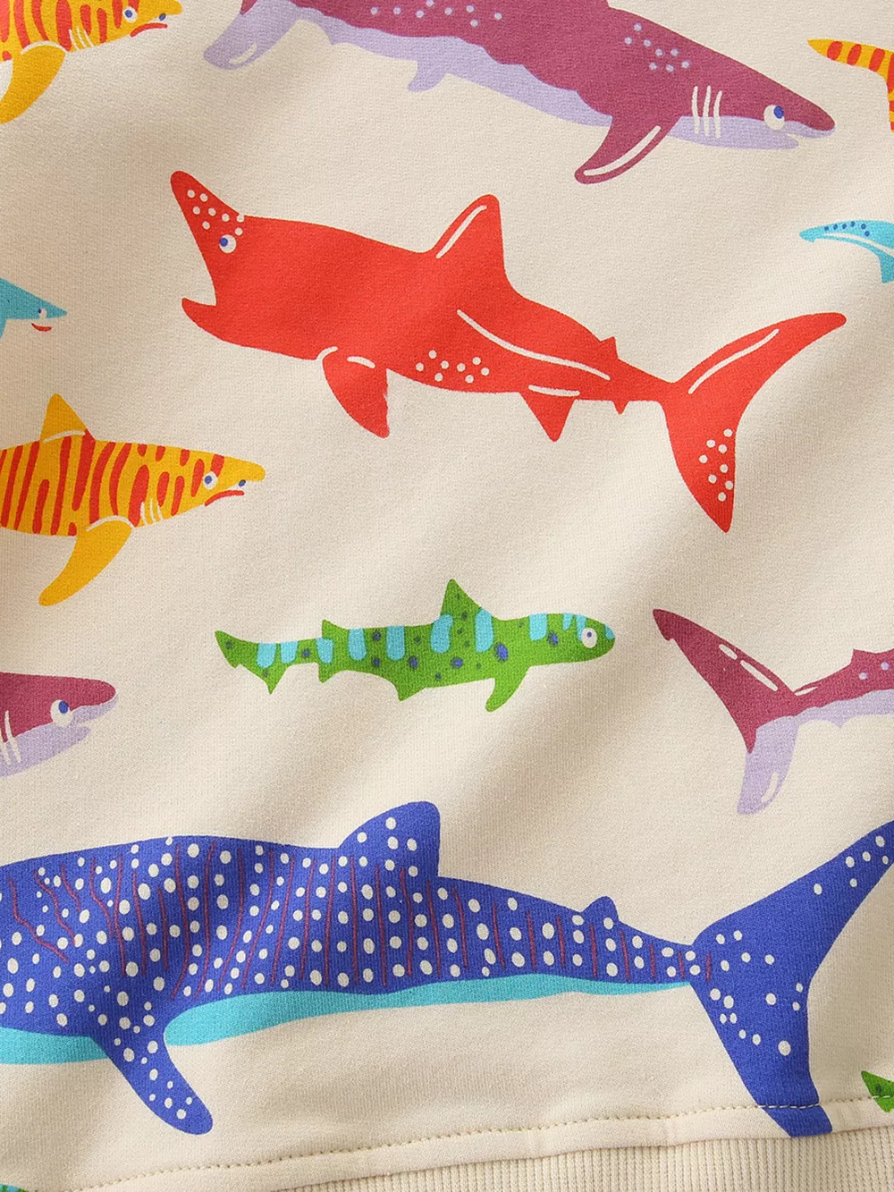 Children's Colorful Shark Print Crewneck Sweatshirt, image 5