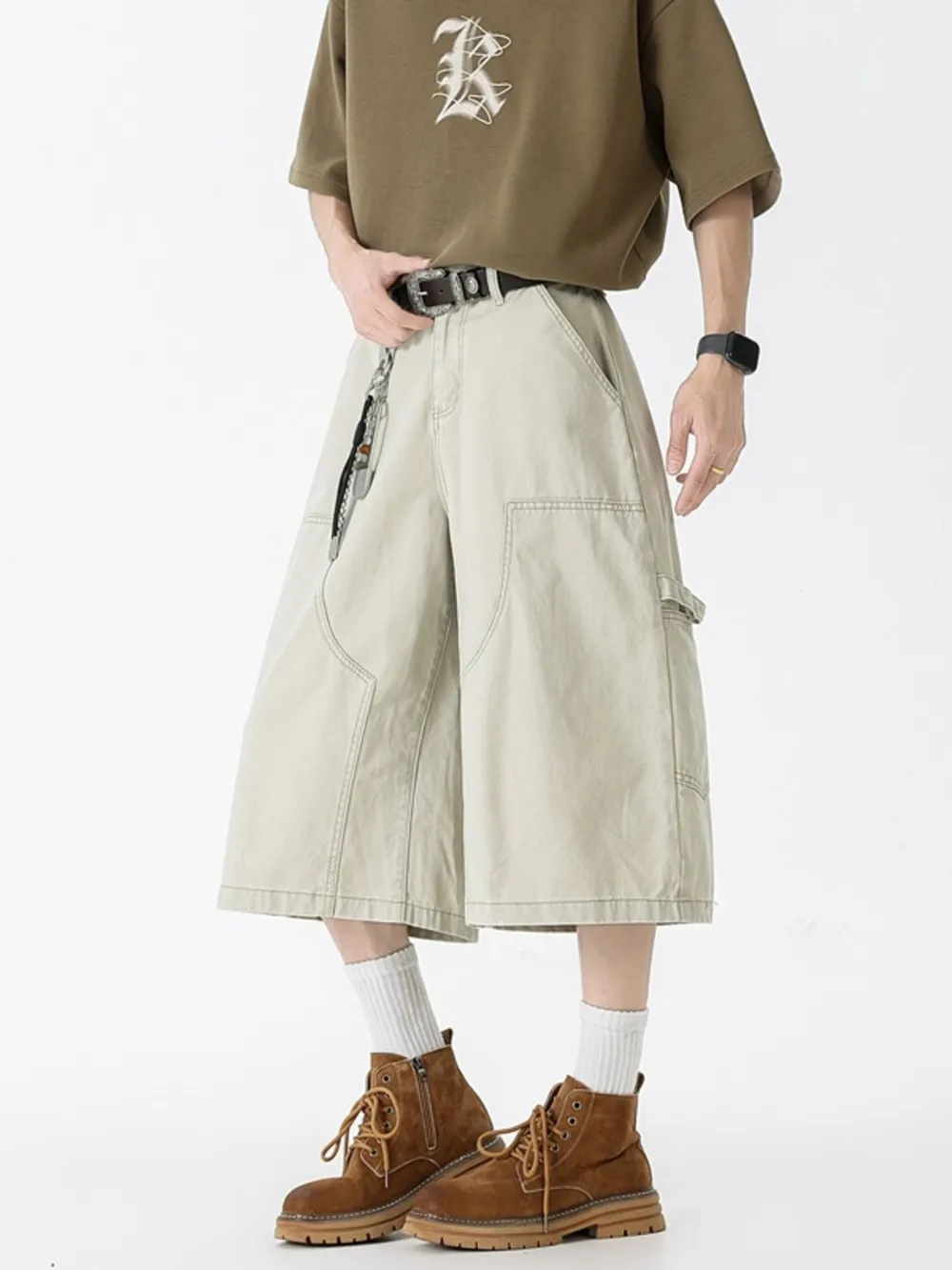 Men's Full Size Wide Leg Cargo Denim Shorts Plus Size, image 16