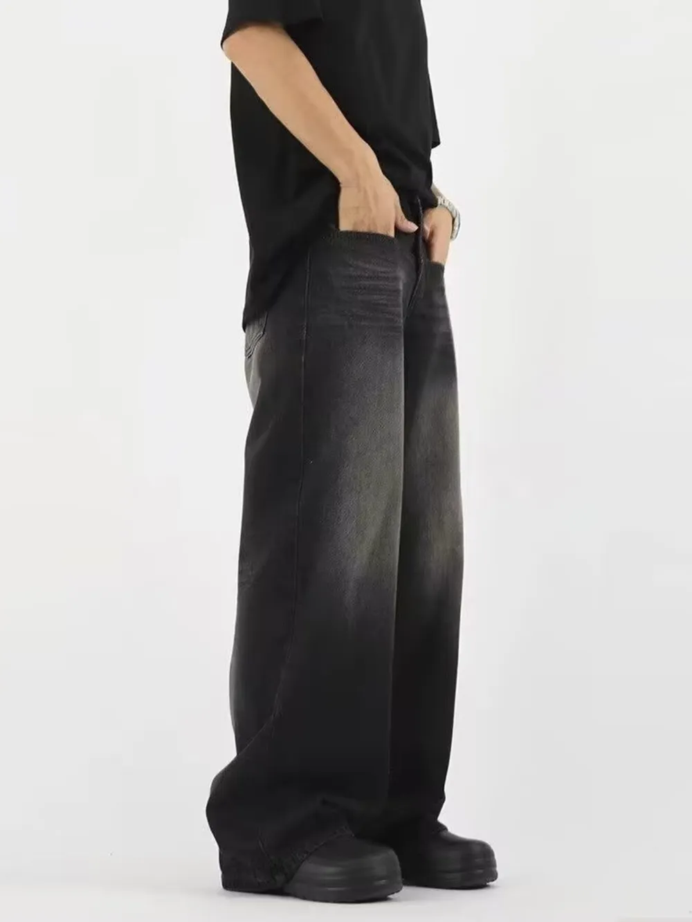 Men's Full Size Wide Leg Gradient Wash Jeans Plus Size, image 3