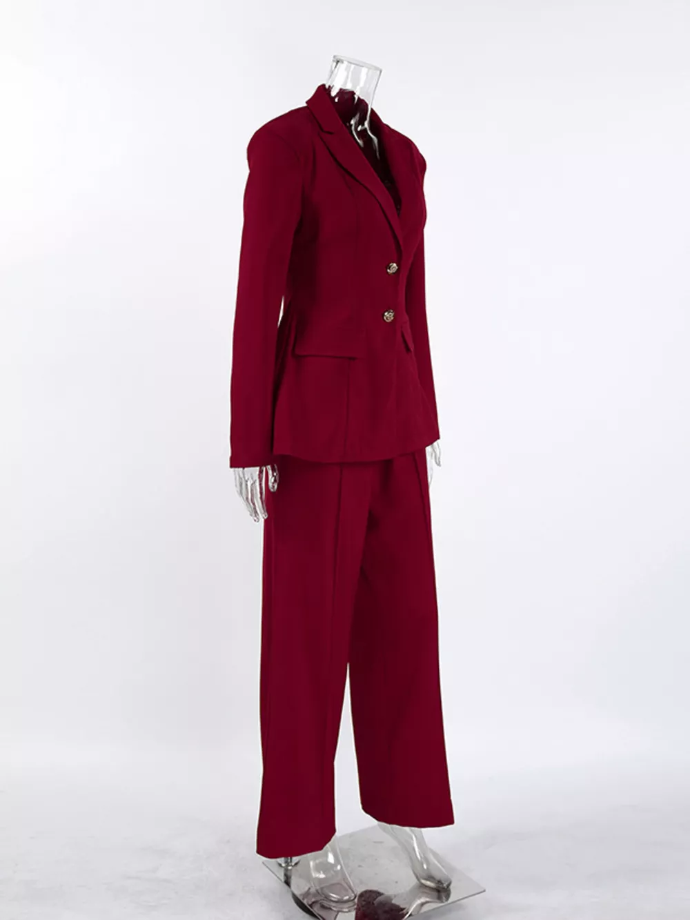 Single-Breasted Blazer and Wide-Leg Pants Set, image 8