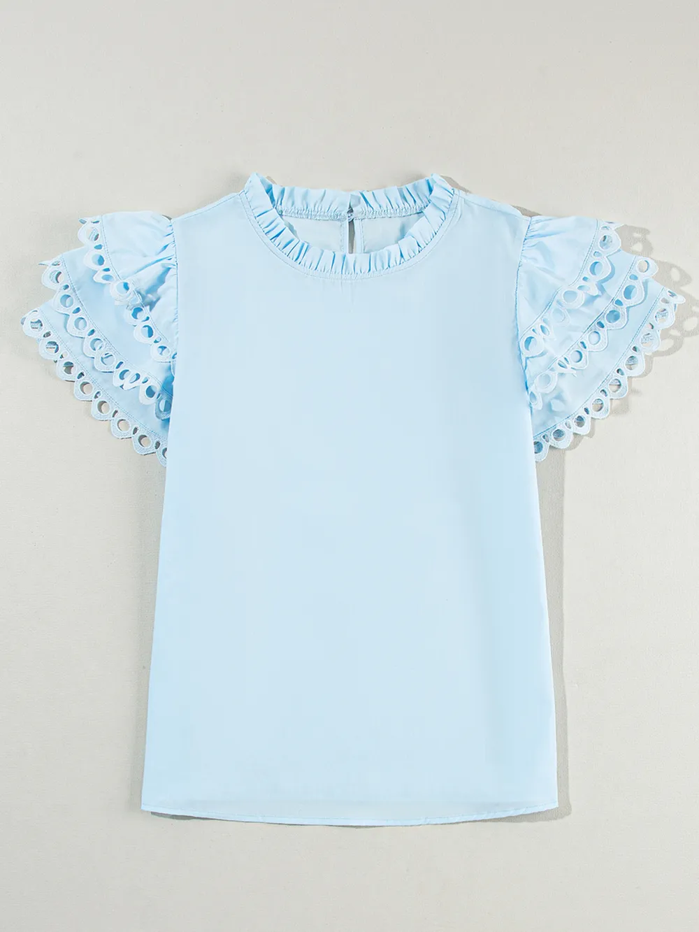 Layered Ric Rac Short Sleeve Filled Neck Blouse, image 12