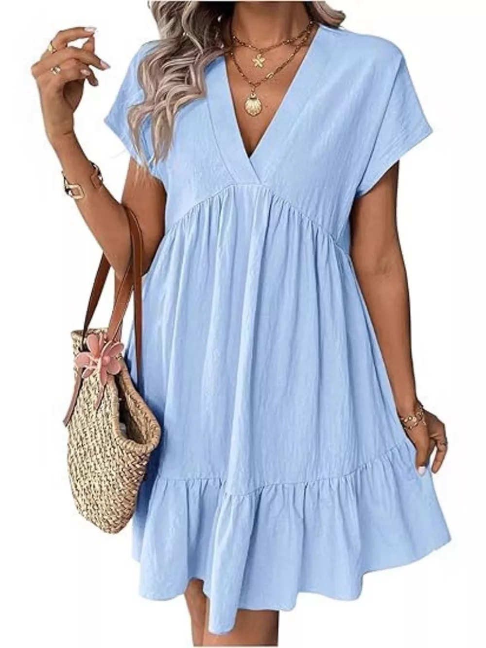 Short Sleeve Ruffle Hem Mini Dress, image 8