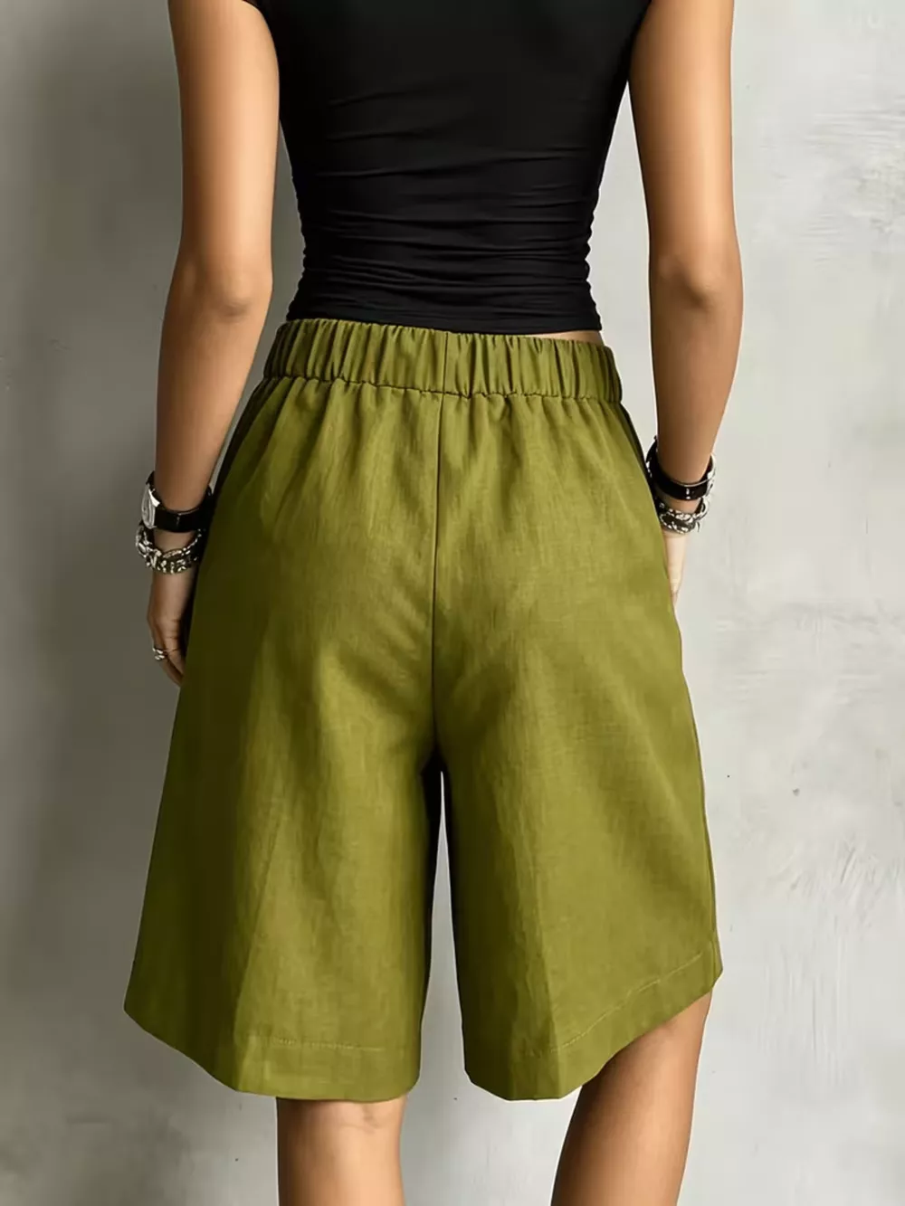 High-Waisted Drawstring Shorts, image 2