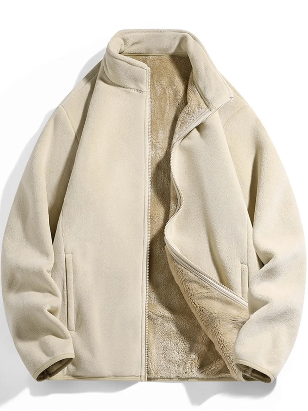 Men's Plus Size Fleece Lined Zip-Up Top