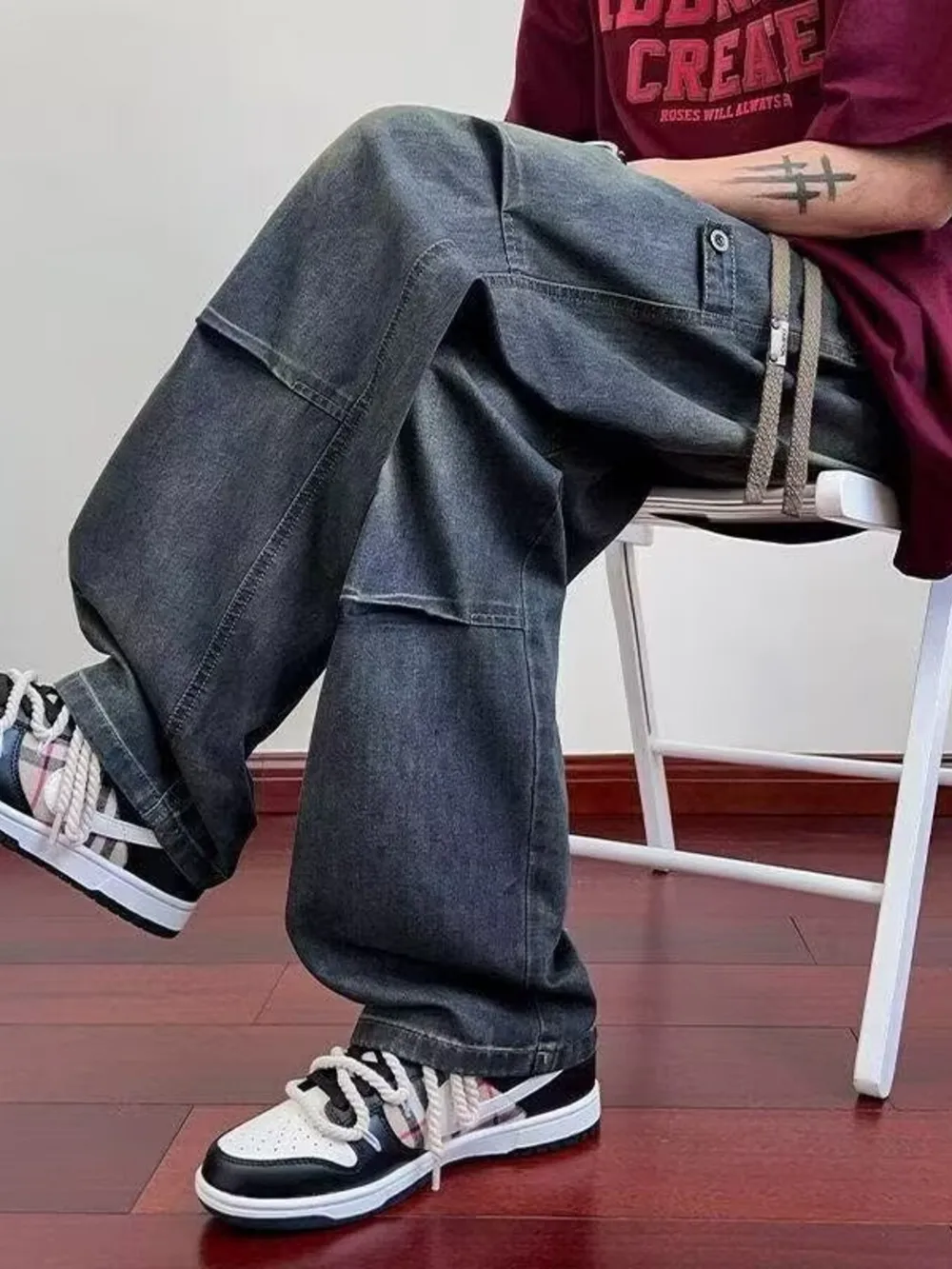 Men's Full Size Wash Wide Leg Jeans Plus Size, image 4