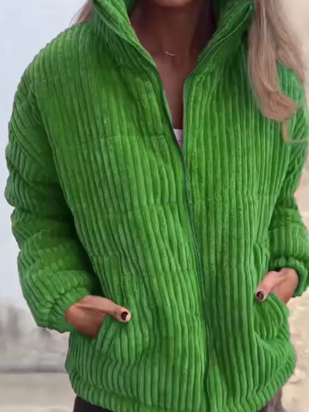 Full Size Zip Up Turtleneck Long Sleeve Winter Coat Plus Size, image 3