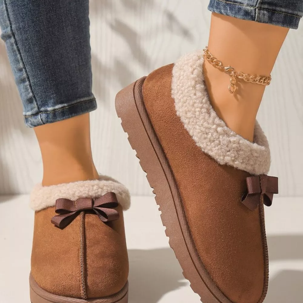 Cozy Bowknot Plush Lined Slip-Ons, image 26