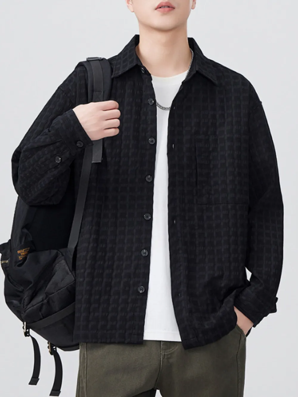 Men's Plus Size Button Up Long Sleeve Shirt, image 2