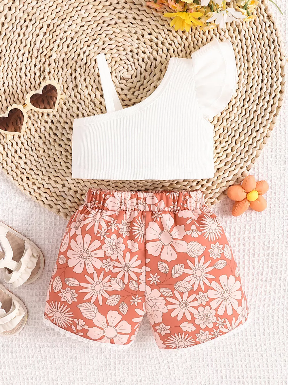 Children's Asymmetrical Neck Top & Shorts Set, image 7