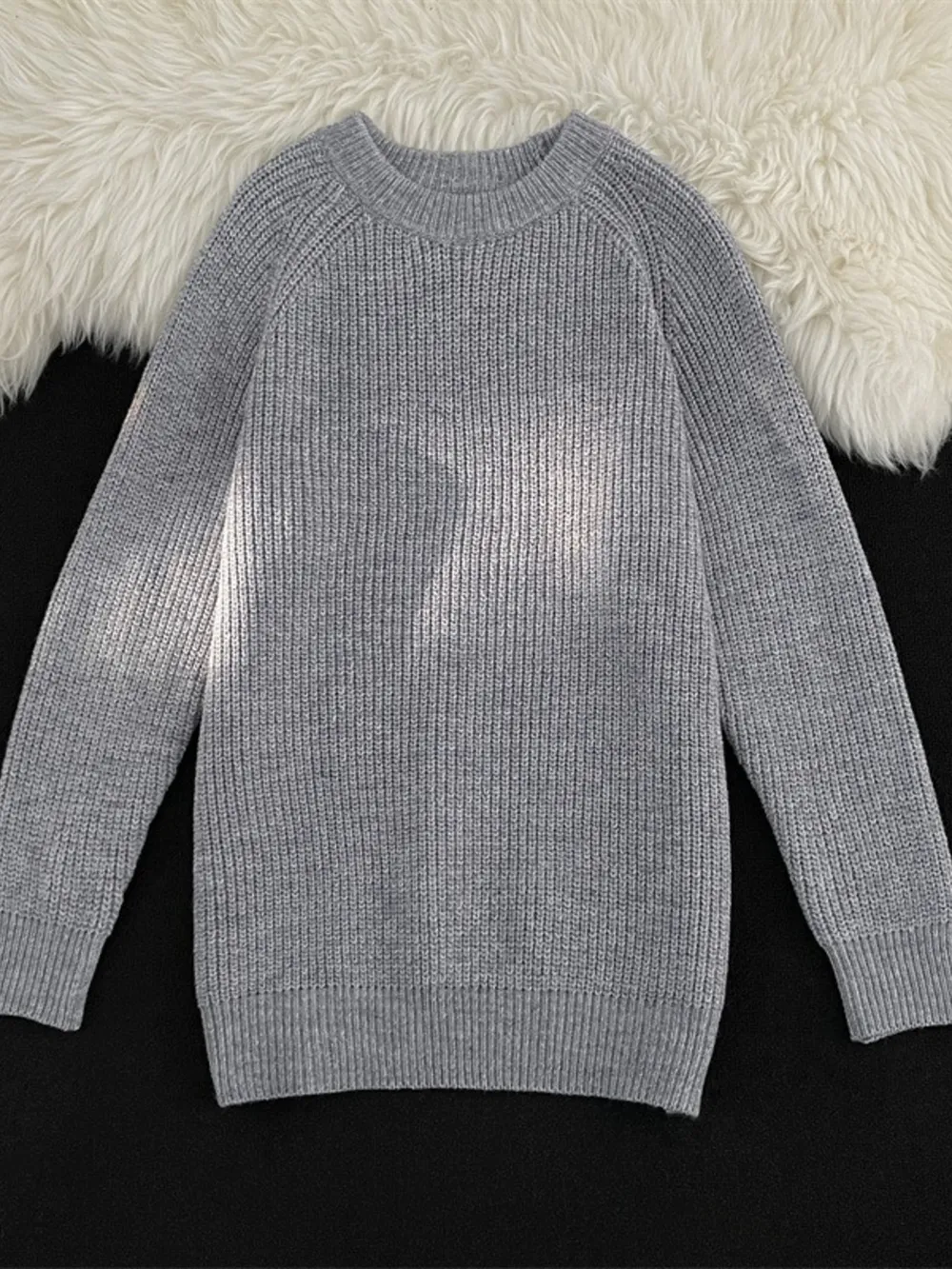 Men's Plus Size Round Neck Long Sleeve Sweater, image 4