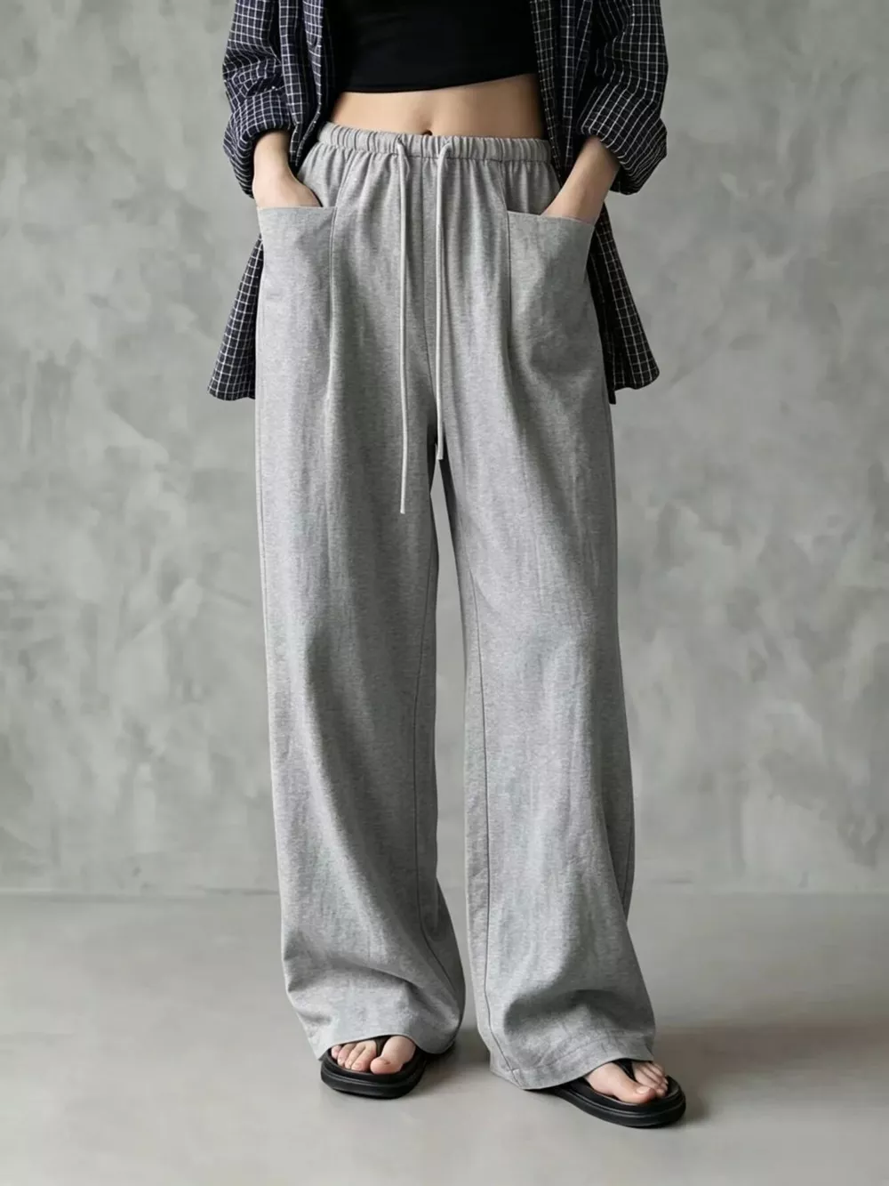 Full Size Drawstring Wide-Leg Casual Pants Plus Size