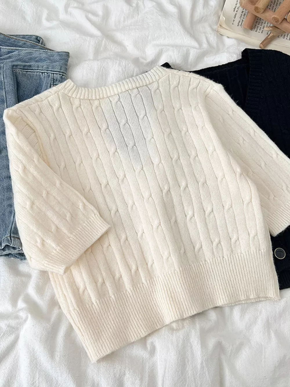 Texture Knit Button Down Cardigan, image 6