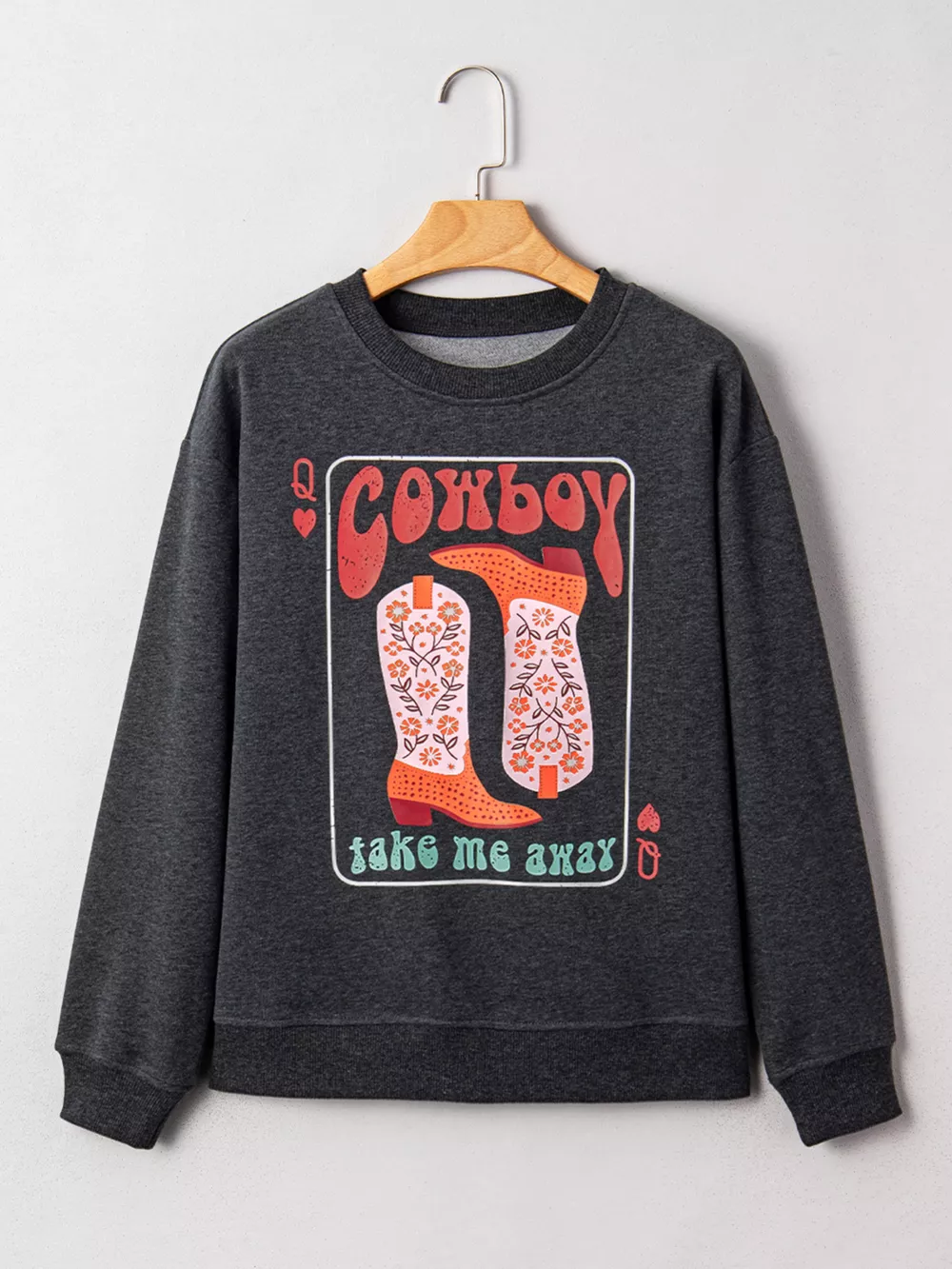 Cowboy Queen Card Drop Shoulder Graphic Sweatshirt, image 10