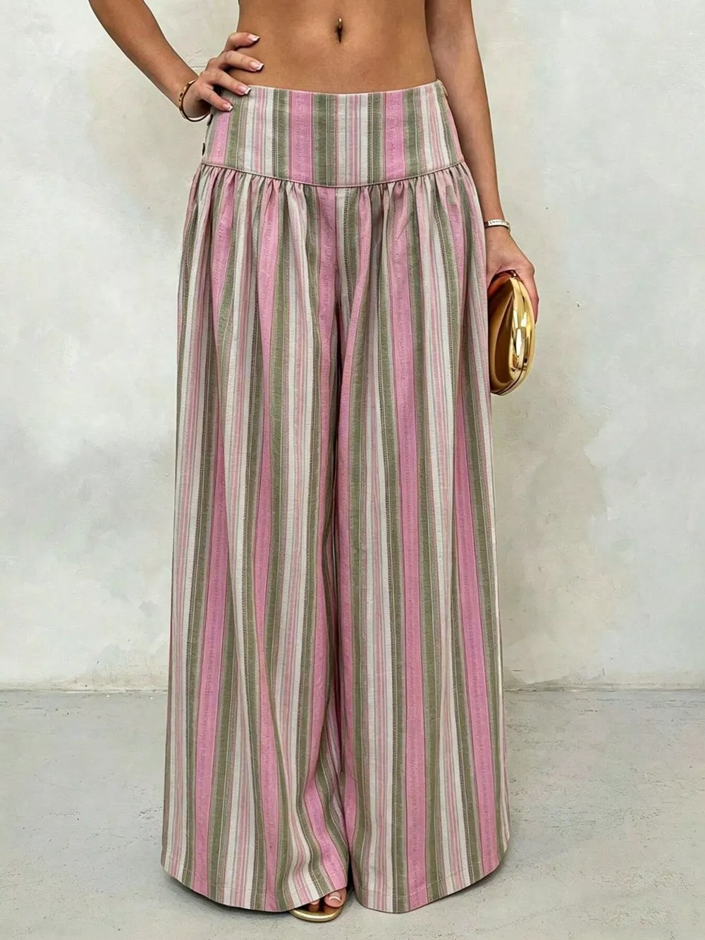 High-Waisted Striped Wide-Leg Casual Pants, image 6