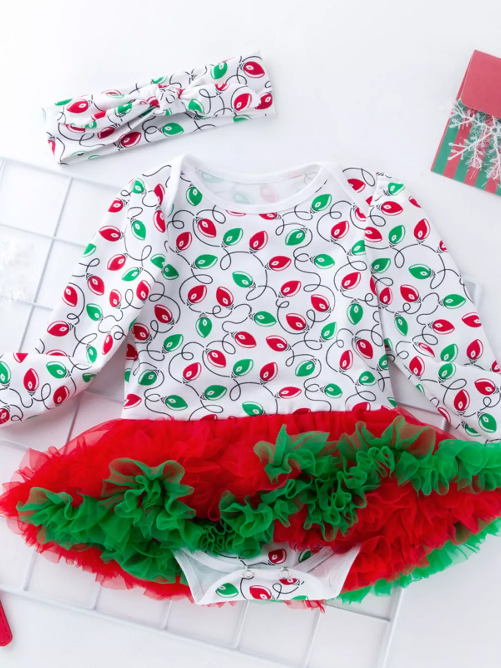 Children's Christmas One Piece Dress with Headband, image 3