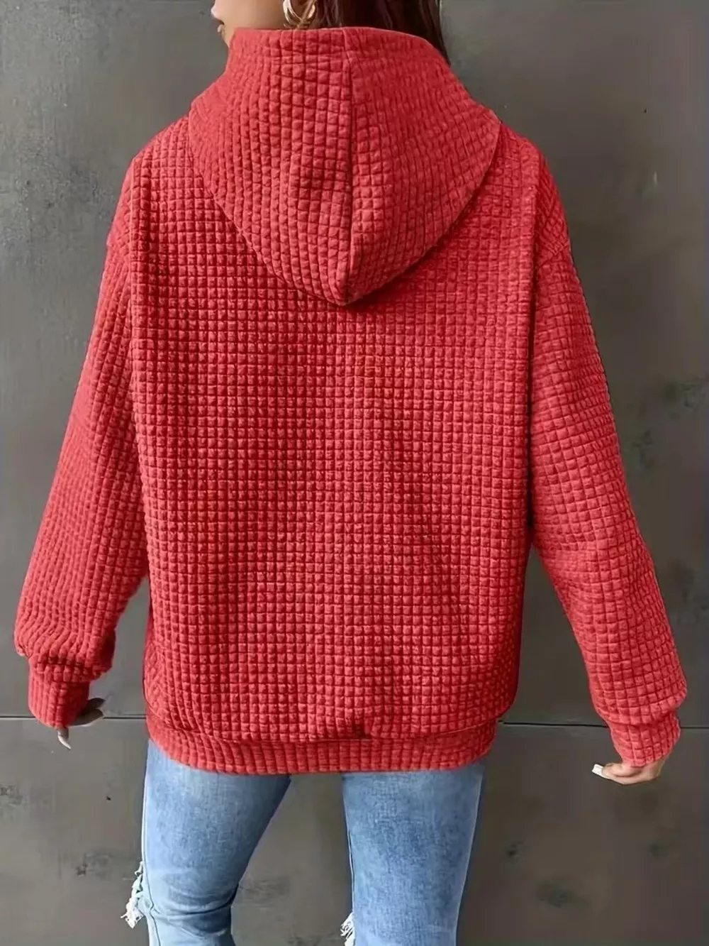 Textured Knit Drawstring Hoodie, image 28
