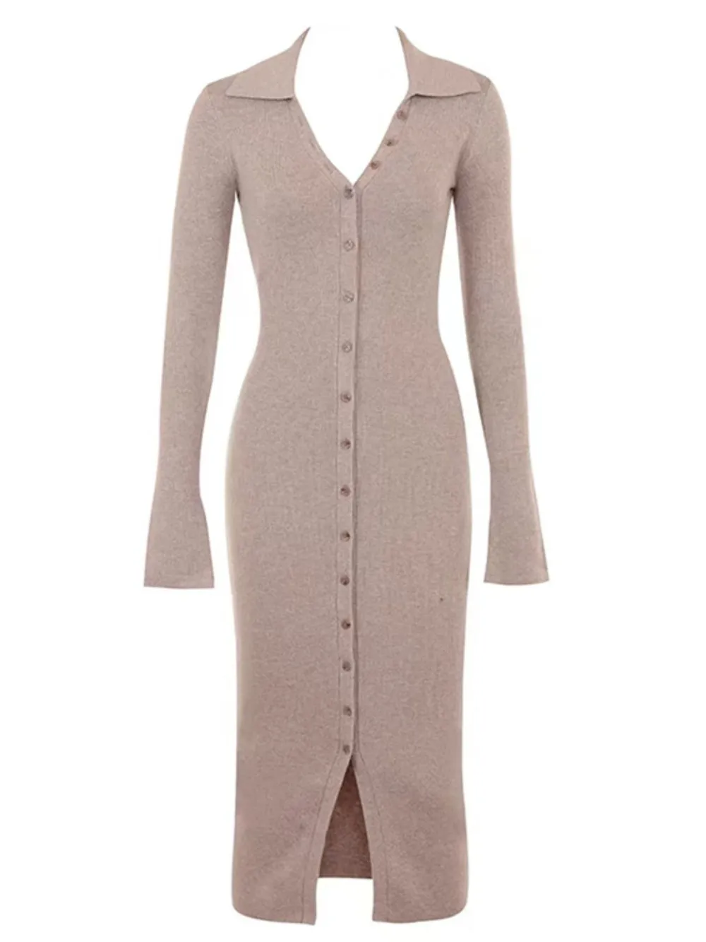 Button Front Long Sleeve Sweater Dress, image 5