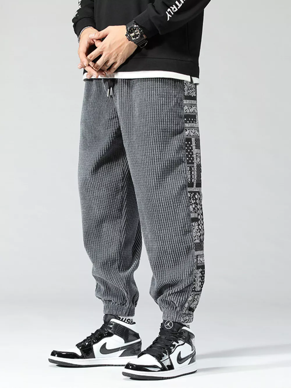 Men's Plus Size Loose Fit Corduroy Joggers, image 2