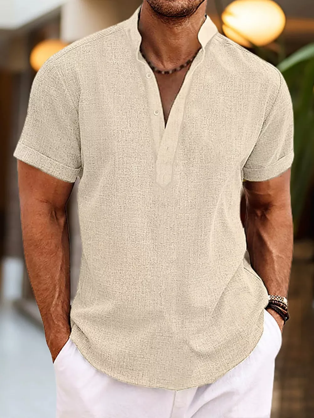 Men's Full Size Casual Short Sleeve Henley Shirt Plus Size, image 7