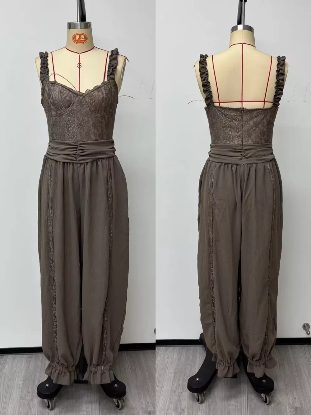 Boho Lace Corset Bodice Jumpsuit with Harem Pants, image 4