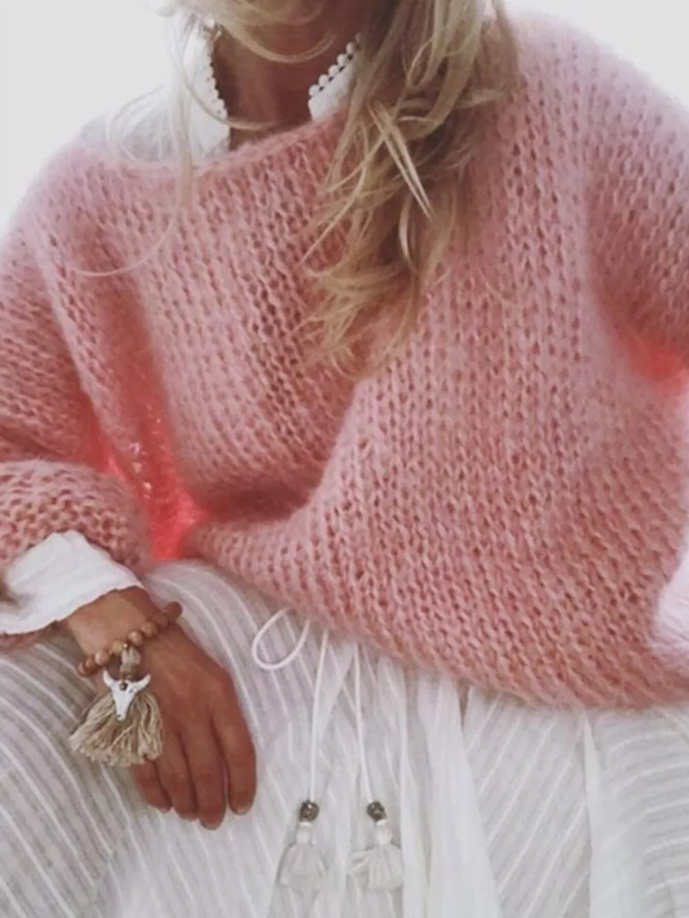 Fuzzy Round Neck Sweater