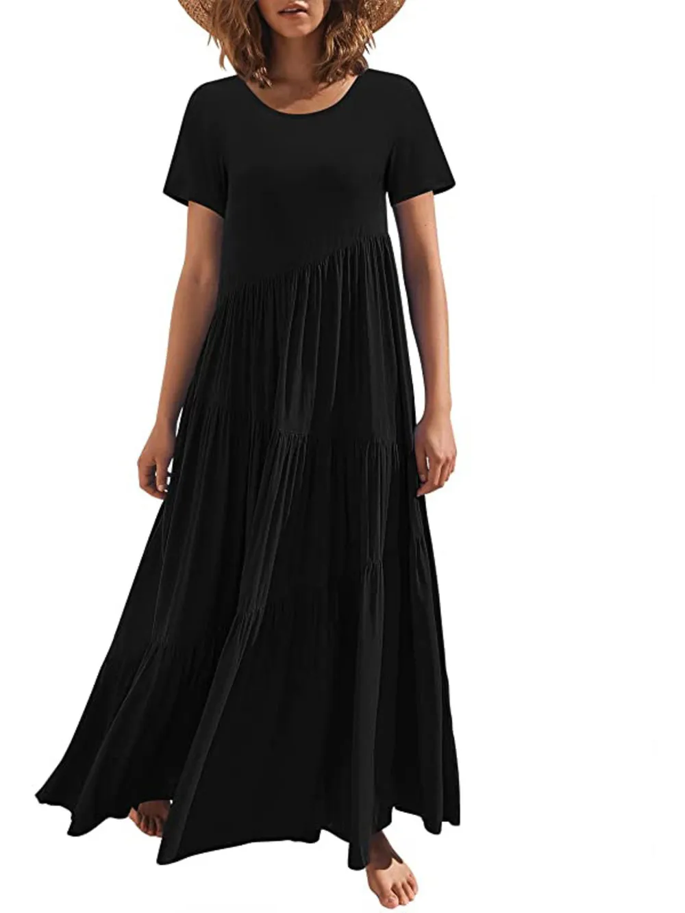 Round Neck Tiered Ruffle Maxi Dress, image 27