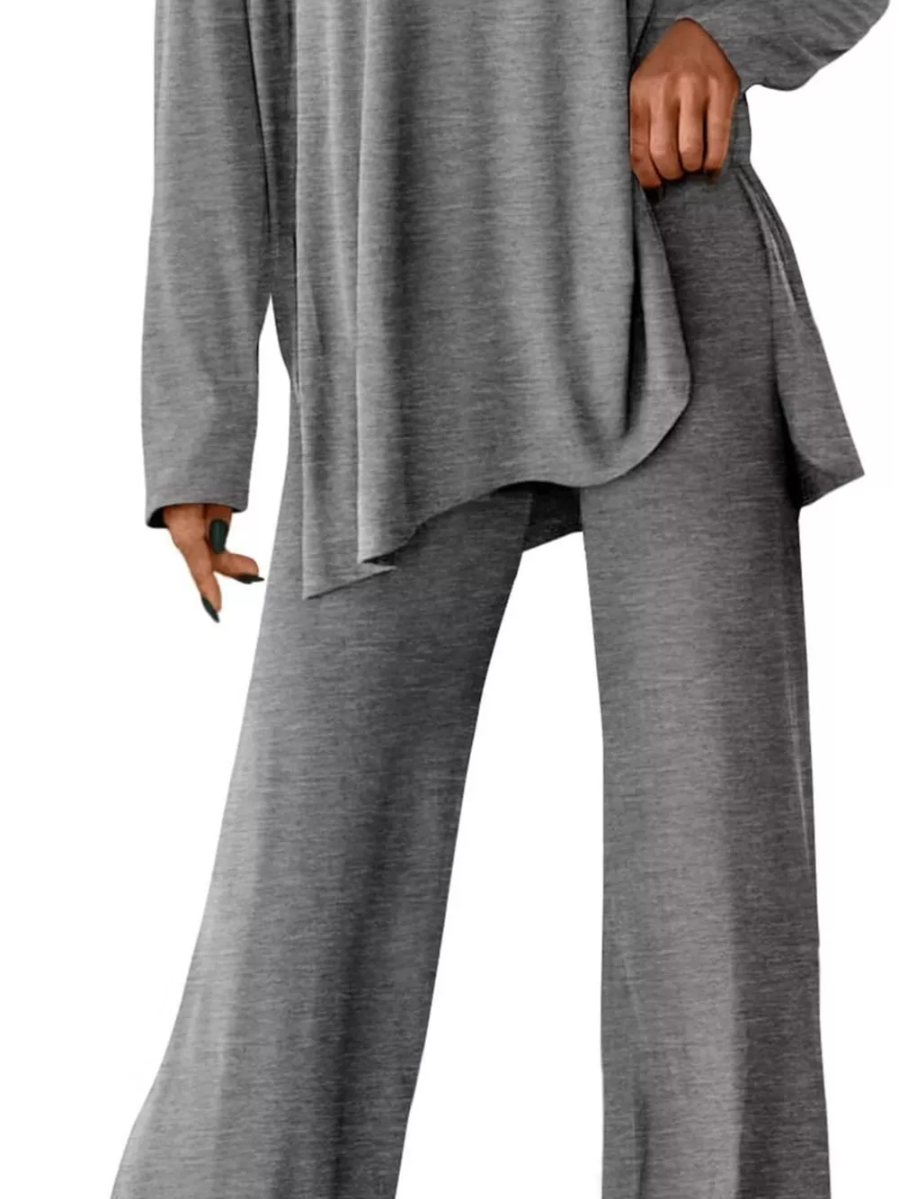 Casual Loose Long Sleeve Top and Wide Leg Pants Set, image 9