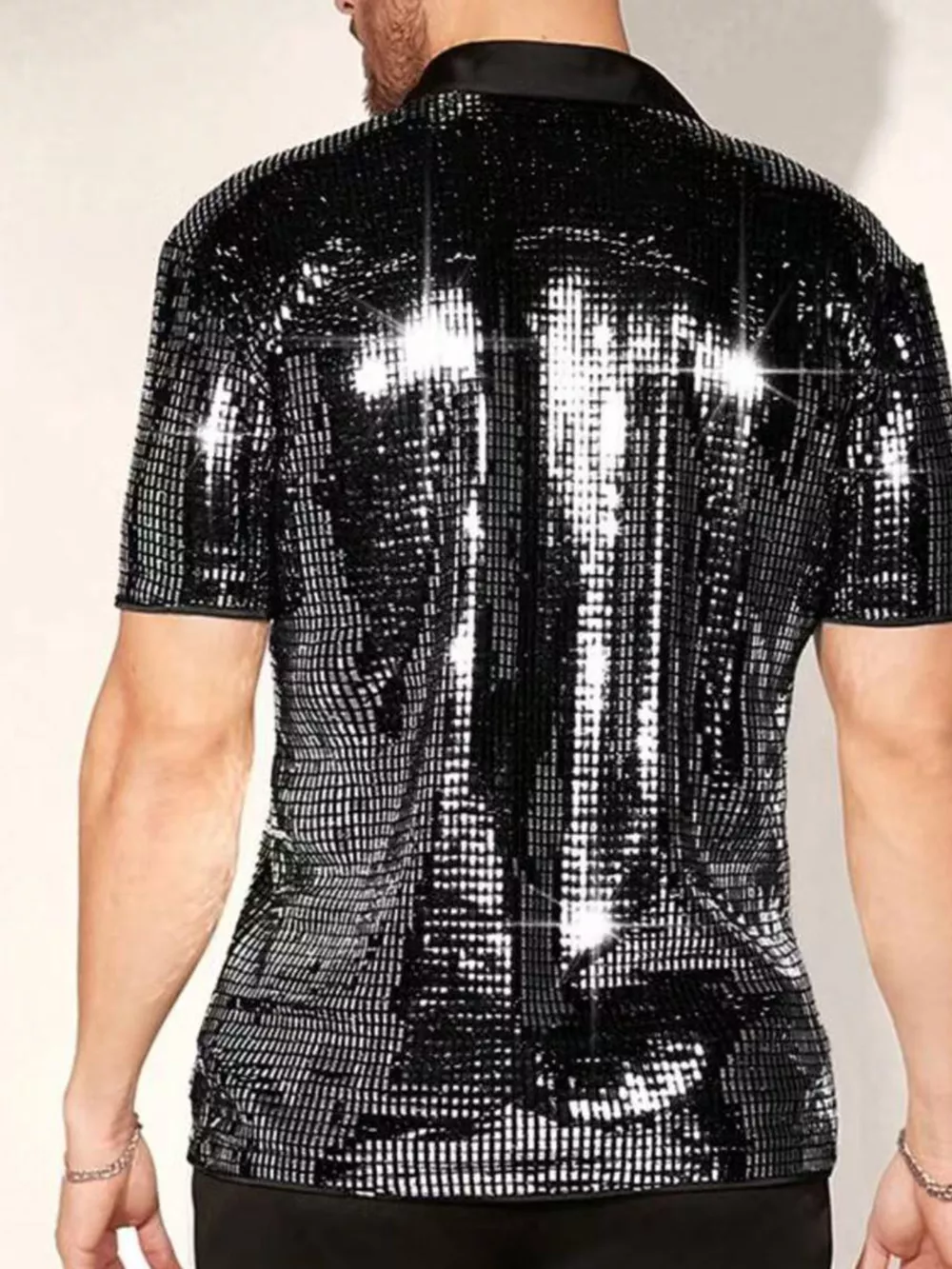 Men's Sequin Button Up Shirt, image 2
